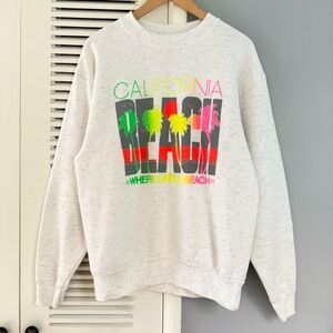 Vintage 80’s California Beach Graphic Sweatshirt Heather Grey
